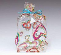 10ct. Small Rainbow Heart Vibes 7x2x3" Cello Cellophane Party Treat Food Snack Bags ngKE -480