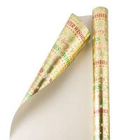 JAM PAPER Gift Wrap - Christmas Wrapping Paper - 25 Sq Ft - Gold Winter Wishes - Roll Sold Individually