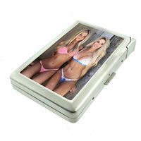Colorado Pin Up Girls Denver D6 Cigarette Case Lighter Smoking King Size Cigarettes Silver Metal Wallet 4" X 2.75" RFID Protection