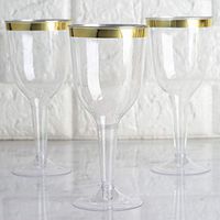 BalsaCircle 36 pcs 6 oz Clear with Gold Rim Plastic Champagne Flutes Glasses - Disposable Wedding Party Catering Tableware
