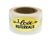 I Love Referrals - Oval Gold Foil Stickers - Great Real Estate Agents and Sales Supplies (Roll of 100, I Love Referrals)