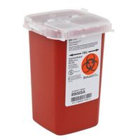 Covidien 89002810 Phlebotomy Sharps Container Autodrop 1-piece 6.25h X 4.5w X 4.25d Inch 1 Quart Red Base Vertical Entry Lid 8900sa Box Of 100
