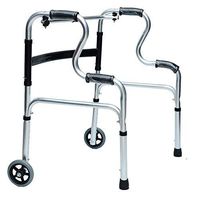 HFENGHUANG Foldable Walker, Adjustable Stainless Steel Walking Frame Height Adjustable, Suitable for Elderly Or Rehabilitation Trainers