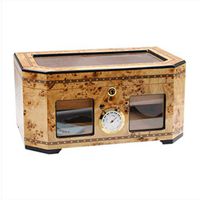 CCZXJH Cigar Humidor Desktop Cigar Box, Can Hold 50 Cigar Double Layer with Humidifier and Hygrometer Large Capacity Cedar Wood Lined Glass Sunroof Cigar Cabinet, Men's Gift Box Wood Lined