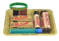 Bundle - 7 Items - RAW Rolling Paper Mini Rolling Tray Sampler