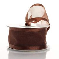 Tableclothsfactory 1 1/2" Wired Edged Organza Ribbon - Chocolate