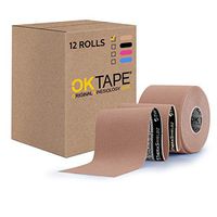 OK TAPE Kinesiology Tape 12Rolls Packing Elastic Therapeutic Latex Free Physio Tape,Breathable,Water Resistant Sports Tape for Muscles & Joints,Pain Relief and Injury Recovery,2"x16.4 ft Uncut (Beige)