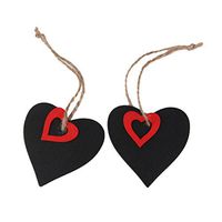 ULTNICE Wedding Favor Tags Heart Gift Tags Mini Wooden Chalkboard Blackboard Pack of 10