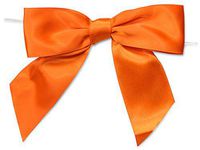 Orange 5 Inch Pre-tied Satin Bows W/6 Inch Twist Ties~ 1-1/2 Inch Ribbon Set of 10