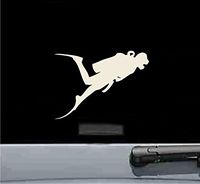 JS Artworks Scuba Diving Diver Vinyl Decal Sticker (Beige)