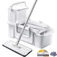 TSSM Spin Mop Bucket System,360 Spin Complete Wash Microfiber Pads Separate Dirty Water from Clean Water Self Wash for Home Kitchen Floor Cleaning