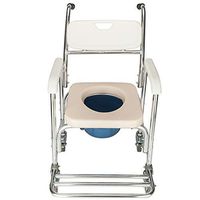 Byya 4-in-1 Multifunction Shower Chair, Beside Commode Chair with Wheels, Aluminum Bath Chair with Padded Seat, 300LBS Weight Capacity, for The Elderly Disabled People Pregnant Women