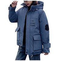 Alangbudu Women Winter Hoodie Jacket Oversized Tops Long Sleeve Blouse Outwear Sweatshirt Warm Cotton Coat w Pockets Blue