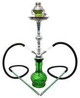 2 hose 22" Green Hookah shisha nargila bar narguile nargile glass water Vase set