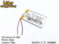 3.7V 3000mAh 854570 Lithium Polymer Ion Rechargeable Battery Lithium Polymer Li-Po Battery for MP4 GPS MP3 Bluetooth Stereo DIY Gift