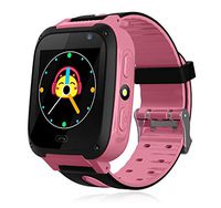 Kids Smartwatch with SIM Card, Smart Watch Phone for Kids with GPS Tracker SOS Flashlight Alarm Clock Security Zone Voice Chat Compatible with 2G T-Mobile Birthday Gift Toys for 4-12 Girls Boys(Pink)