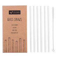 Reusable Glass Straws Clear Straight 8.7 Inches x 8 mm with Cleaning Brush