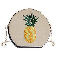 Fashionhe Crossbody Bag Women Fruit Pineapple Pattern Shoulder Bag Chain Bag Messenger Bag Cosmetic Bag(Black)