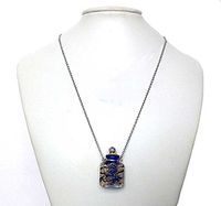 Venzia Artglass Venetian Bottle Aroma Diffuser Necklace in Nice Gift Box (Blue)