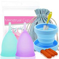 TIMKDLE Women Portable Silicone Period Cup,Collapsible Disinfection Cup & Cleaning Brush for Cleaning & Storing Menstrual Cup,Female Intimate Care Reusable Silicone Cups(Large)