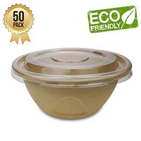 OURhome Disposable Bowl Compostable Biodegradable Heavy Duty Eco-Friendly Sugarcane Fiber Bagasse Paper Bowls for Picnics, Bbqs,and Parties [50 Count]