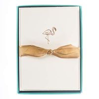 Graphique Pink Flamingo La Petite Presse Boxed Notecards, 10 Embellished Gold Foil Blank Cards with Matching Envelopes and Storage Box, 3.25" x 4.75"