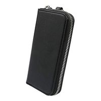 Protective Carrying Case Premium Leather Wallet Case with Card Holder, Black Travel Storage Case for JUUL Kit Organizer Bag for JUUL Pods Charger, Fits in Pocket or Bag (Device Not Included)