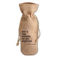 Wit Is An Emotion (Friedrick Nietzsche) Jute Burlap Wine Drawstring Bag