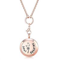 Mesinya Rose Gold Color Just Breathe Aromatherapy / Essential Oils surgical S.Steel Diffuser Locket pendant Necklace (32inch chain)