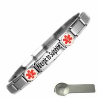 JSC Jewellery Daisy Charm Allergic to Sulphite Medical Alert Stainless Steel Bracelet