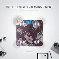 Bluetooth Body Fat Scale Handpainted Purple Dahlias Lilies Hydrangeas Leaves Smart Wireless Scale with LCD Display Measuring Body Weight Bmi and Health Digital Scale