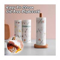 KKYT 3pcs Disposable/Reusable Non-Stick Roll Paper Towels Tableware-Geometry-Fruit Pattern Lazy Kitchen Rag Wipe Cloth Dish Washing Towel Roll Wet and Dry Oil Paper