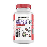 Vegan Omega-3 Supplement by Herbaland - Plant-Based Sugar-Free Vitamin Gummies for Brain and Vascular Health - Flaxseed Oil - Orange Flavor - 90 Gummies
