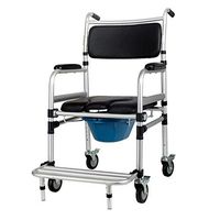 SYTH Folding Commode Bath Chair Wheelchair for Toilet with Wheels & Pedal, 4 in 1 Multifunctional Portable Aluminum,Shower Chair, for Elder Disabled People Pregnant Women 