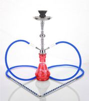 2 hose 21" Zalameh Red Hookah Shisha Nargila water glass vase pipes smoke sale