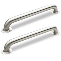 AmeriLuck Grab Bar, ADA 500lbs Loading Capacity, Exposed Flanges, Brushed Nickel (1.5in x 12in | 2 Pack)