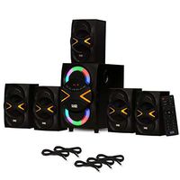 Acoustic Audio AA5210 Home Theater 5.1 Speaker System with Bluetooth, LED Lights, FM and 5 Extension Cables