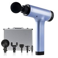 Massage Gun Deep Tissue Muscle Handheld Percussive Massager, Electric Quiet Physical Therapy Portable, Personal Back Neck Shoulder Leg Psoas Soothing Relaxer, 6 Speed 5 Heads (Sky Blue)