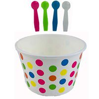 Worlds Paper Ice Cream Cups With Plastic Spoons Polka Dot Paper Yogurt Cups 8oz Rainbow 50 Set