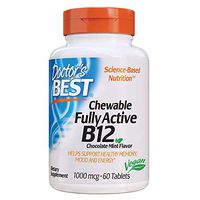 Doctor's Best Chewable Fully Active B12 Chocolate Mint Flavor, Memory, Mood, Circulation & Well-Being, 1, 000mcg, 60 Tablets