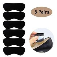 Leather High Heel Insert Pads Grips Liner f for Shoes That are Too Big for Women Men, Anti Slip Blister, 3 Pairs (Black)