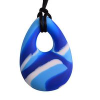 chubuddy Chewable Oval Pendant Buds Chewy, Non-Toxic Material - Blue Swirl