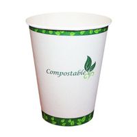 eco Kloud 12 oz Compostable Hot Paper Cups with PLA Lining (Pack of 1000)
