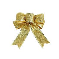 MIPPER 10 pcs Christmas Ribbon Bow 6.3×8.6 Inch Holiday Bow for Christmas Tree Wreath Gift Wrapping Decor (Gold)