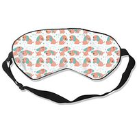 100% Silk Sleep Mask Eye Mask Cute Pink Dog Pattern Soft Eyeshade Blindfold with Adjustable Strap for Sleeping Travel Work Naps Blocks Light