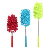 Best4UrLife 3PCS Microfiber Duster Dusting Brush with Extendable Pole Washable Duster Head,Ceiling Fan Duster,for Cleaning Ceiling Fan/Keyboard/Furniture/Cobweb/Car/Home (Multicolor 3X)