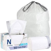 Plasticplace Custom Fit Trash Bags │ Simplehuman Code N Compatible (50 Count) │ White Drawstring Garbage Liners 12-13 Gallon / 45-50 Liter │ 22.75" x 31.5"