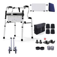 Professional Walker Medical Care Elderly Walking Aid with Sitting Board and Wheels for Seniors, Handicap, Fracture Disabled, Max 180 Kg