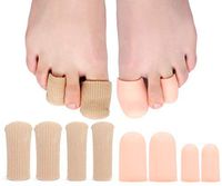 SQHT 8 Pack Gel Toe Caps and Protector Toe Sleeves for Corns, Bunion Blisters, Hammer Toes or Ingrown Toenails (Beige)