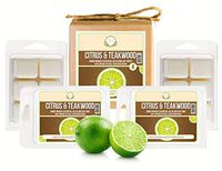 Aira Soy Wax Melt - Organic, Vegan, Kosher, Scented Soy Wax Cubes w/Essential Oil Blends - No Chemical 100% Soy Wax Melts for Electric/Tealight Melters - Handmade Soy Tarts - Citrus Teakwood - 4 Pack